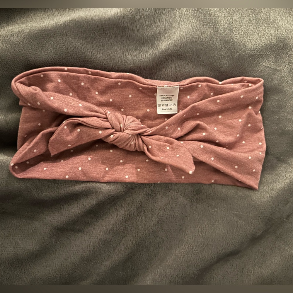 Maven thread pink polka dot bow headband
